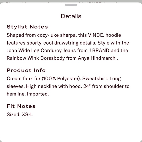 Vince $425 Cream Sherpa Oversized Hooded Pullover Jacket - Picture 10 of 10